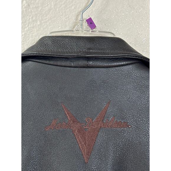 VTG 90's Y2K Harley Davidson Black Leather Jacket Motorcycle Size Medium - Picture 5 of 9